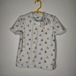 Jannie and Jack Size 8 Girls White Sailboat Rash Guard Top